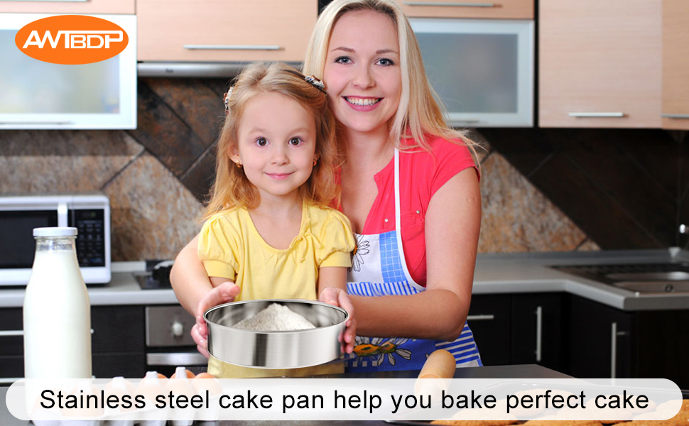 8 Inch Cake Pan Set of 2, Nonstick Stainless Steel Round Layer Cake Baking Pans with 100PCS Parchment Papers, Circle Cake Pan Tins for Birthday Christmas, Non-Toxic & Healthy, Dishwasher Safe