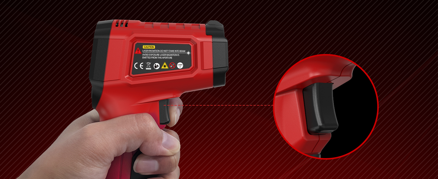 Infrared Thermometer Gun,SQECH Laser Thermometer Gun -58℉~1112℉(-50℃~600℃),Non-Contact Temperature Gun with Adjustable Emissivity&Color Backlight for Cooking, Pizza Oven,BBQ,Fridge,Engine,HVAC(Red)