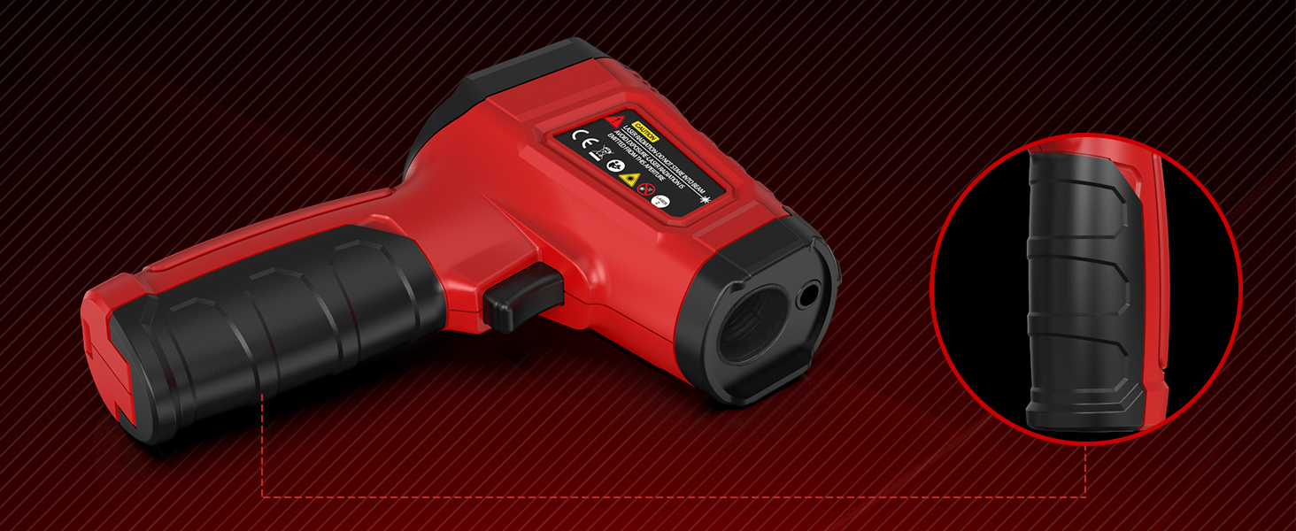 Infrared Thermometer Gun,SQECH Laser Thermometer Gun -58℉~1112℉(-50℃~600℃),Non-Contact Temperature Gun with Adjustable Emissivity&Color Backlight for Cooking, Pizza Oven,BBQ,Fridge,Engine,HVAC(Red)