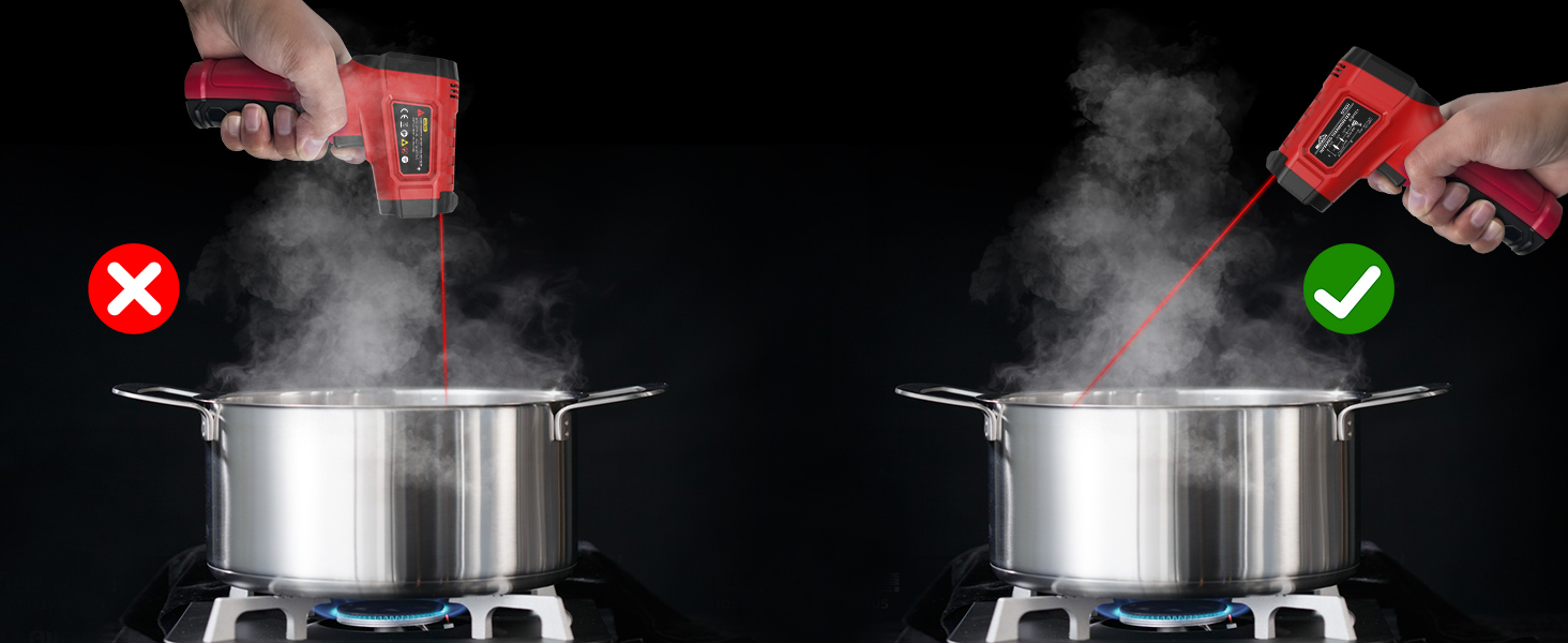 Infrared Thermometer Gun,SQECH Laser Thermometer Gun -58℉~1112℉(-50℃~600℃),Non-Contact Temperature Gun with Adjustable Emissivity&Color Backlight for Cooking, Pizza Oven,BBQ,Fridge,Engine,HVAC(Red)