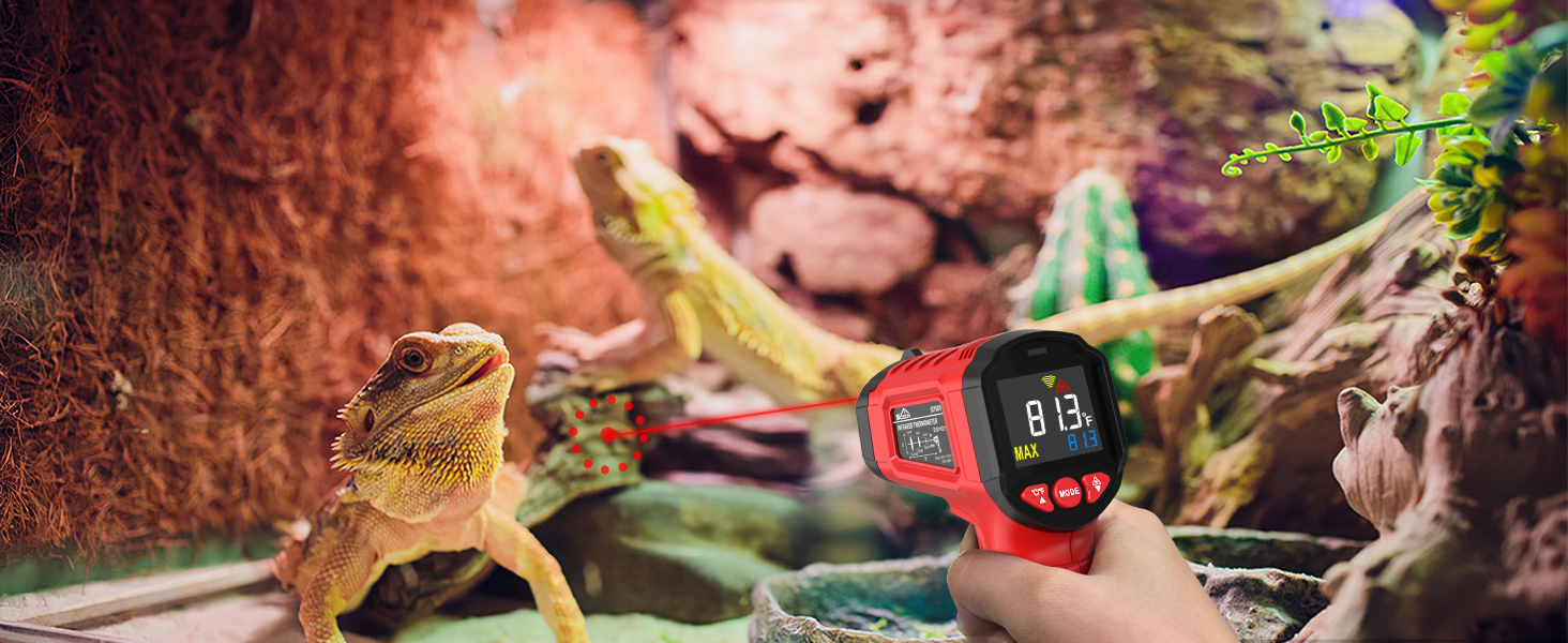 Infrared Thermometer Gun,SQECH Laser Thermometer Gun -58℉~1112℉(-50℃~600℃),Non-Contact Temperature Gun with Adjustable Emissivity&Color Backlight for Cooking, Pizza Oven,BBQ,Fridge,Engine,HVAC(Red)