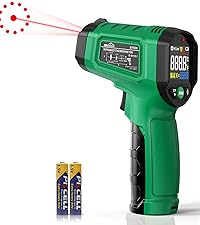Infrared Thermometer Gun,SQECH Laser Thermometer Gun -58℉~1112℉(-50℃~600℃),Non-Contact Temperature Gun with Adjustable Emissivity&Color Backlight for Cooking, Pizza Oven,BBQ,Fridge,Engine,HVAC(Red)