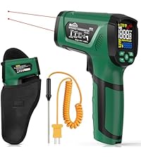 Infrared Thermometer Gun,SQECH Laser Thermometer Gun -58℉~1112℉(-50℃~600℃),Non-Contact Temperature Gun with Adjustable Emissivity&Color Backlight for Cooking, Pizza Oven,BBQ,Fridge,Engine,HVAC(Red)