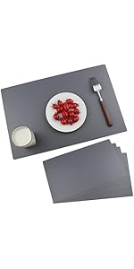 Black Placemats Set of 4 wipeable Washable Wipe Clean Rectangle Table Mats for Indoor Outdoor Rectangular Waterproof Dark Placemat Easy Clean Polypropylene Plastic Place mats (4, Black)