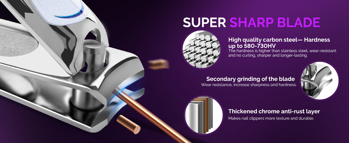 MelodySusie Nail Clippers Set, 2 in 1 Toenail Clippers Nail Clippers for Women, Ultra Sharp Stainless Steel Fingernail Nail Clippers for Men, Nail Cutter, Gifts for Women Men, Purple