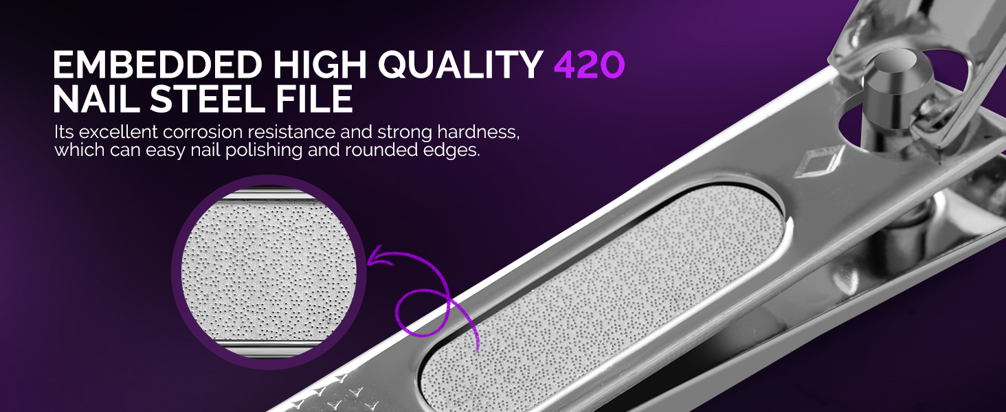 MelodySusie Nail Clippers Set, 2 in 1 Toenail Clippers Nail Clippers for Women, Ultra Sharp Stainless Steel Fingernail Nail Clippers for Men, Nail Cutter, Gifts for Women Men, Purple