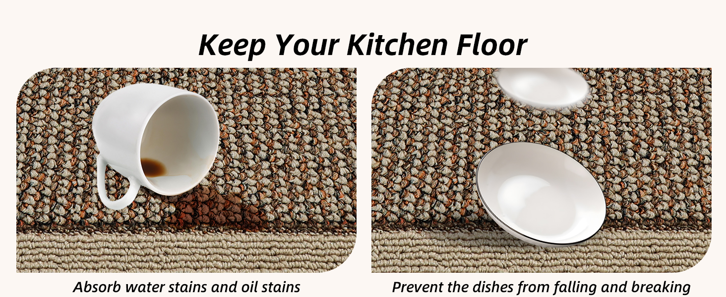 BEQHAUSE Kitchen Rugs and Mats Set of 2 Non-Slip Kitchen Mats for Floor, Absorbent and Stain Resistant Kitchen Runner, Machine Washable Rugs for Kitchen, Laundry & Sink, 24