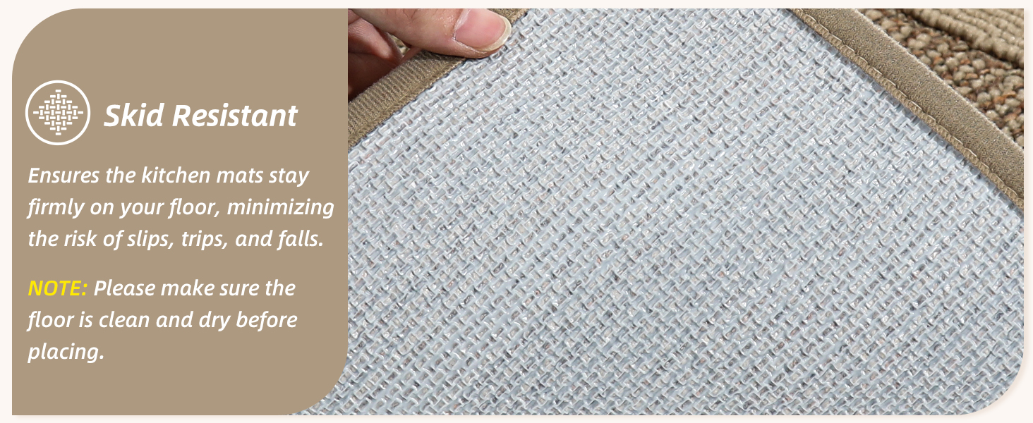 BEQHAUSE Kitchen Rugs and Mats Set of 2 Non-Slip Kitchen Mats for Floor, Absorbent and Stain Resistant Kitchen Runner, Machine Washable Rugs for Kitchen, Laundry & Sink, 24