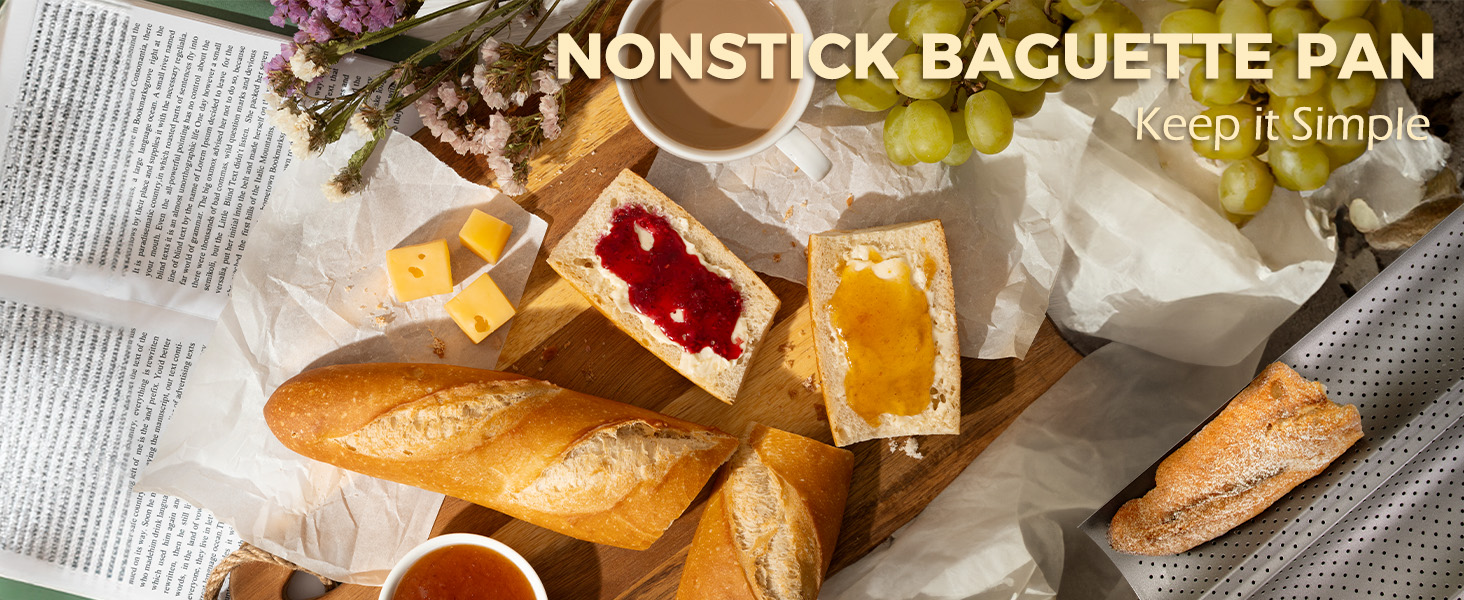 KITESSENSU Baguette Bread Pans, 2 & 3 Loaves Nonstick Perforated Baguette Pan for Sourdough, Italian Bread