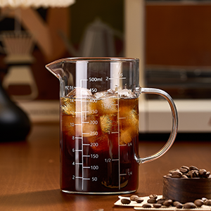500ML 2 CUP Glass Liquid Measuring Cup With Handle, High Borosilicate Glass Three Scales (OZ, Cup, ML/CC) for Kitchen or Restaurant, V-Shaped Spout Glass Measuring Beaker, Easy To Read