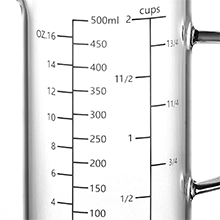 500ML 2 CUP Glass Liquid Measuring Cup With Handle, High Borosilicate Glass Three Scales (OZ, Cup, ML/CC) for Kitchen or Restaurant, V-Shaped Spout Glass Measuring Beaker, Easy To Read