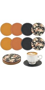 6 pcs Gold Drink Coaster with Holder Non-Slip Metal Cup Mat Flat Round Drink Coasters for Wedding Drinks Coffee Table Glass Mug Hotel Bar Teacup Party Supplies