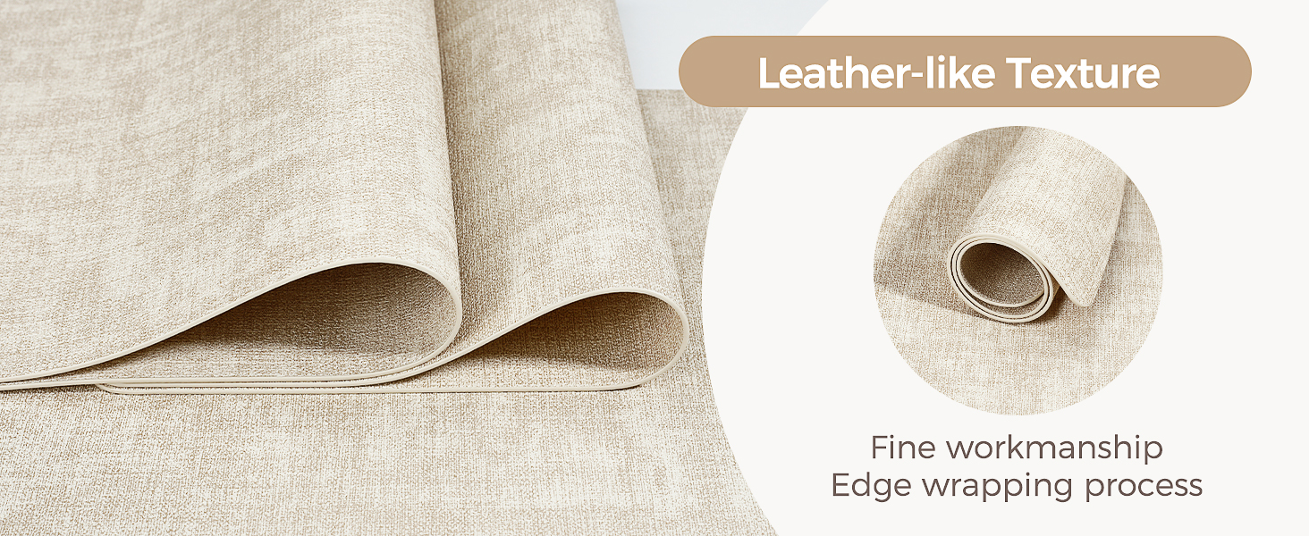 Vinyl Placemats Set of 4, Faux Leather Waterproof and Heat Resistant Place Mats, Washable Anti-Slip Table Mats with Coaster, Wipeable Placemats for Indoor & Outdoor 17