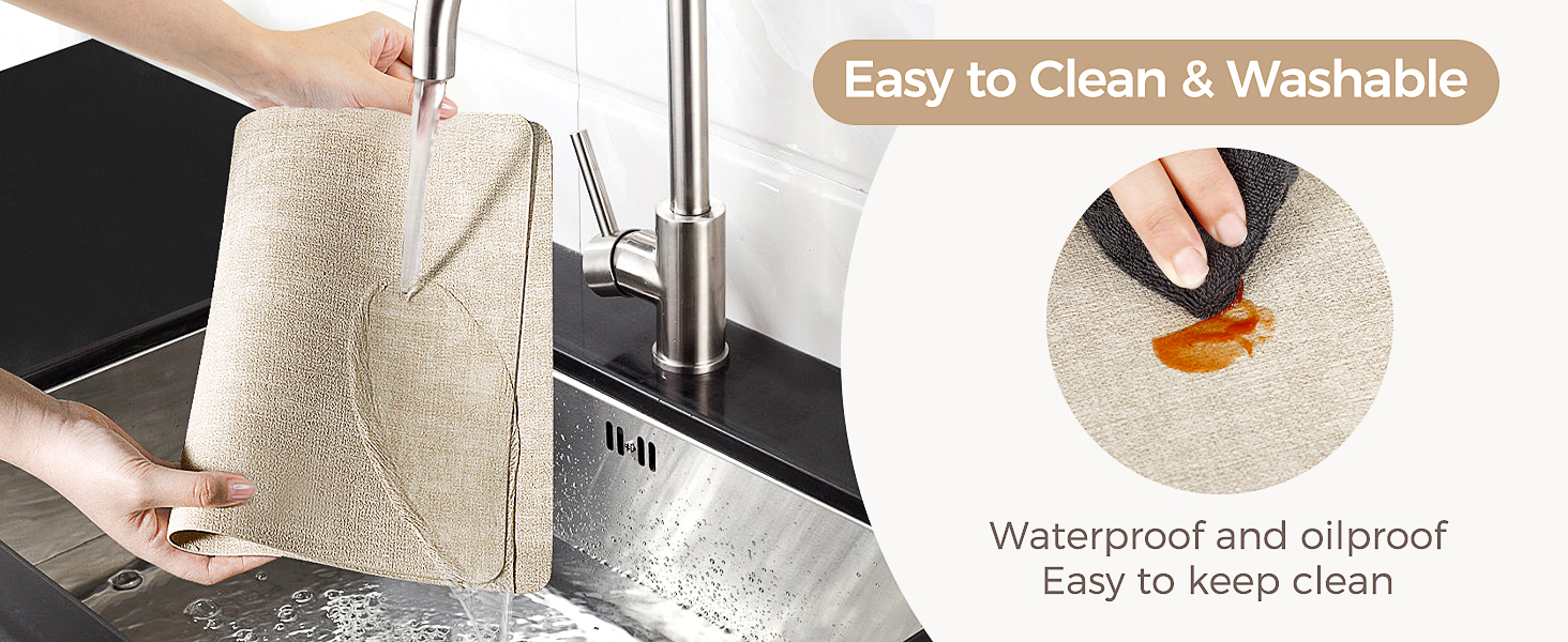 Vinyl Placemats Set of 4, Faux Leather Waterproof and Heat Resistant Place Mats, Washable Anti-Slip Table Mats with Coaster, Wipeable Placemats for Indoor & Outdoor 17