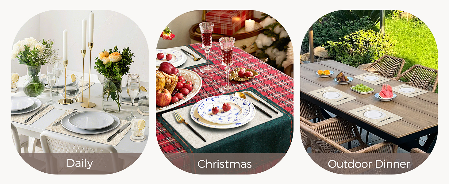 Vinyl Placemats Set of 4, Faux Leather Waterproof and Heat Resistant Place Mats, Washable Anti-Slip Table Mats with Coaster, Wipeable Placemats for Indoor & Outdoor 17