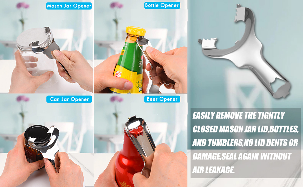 Mason Jar Opener for Canning Lids No Lid Dents or Damage,Multi-Purpose for Bottle Opener and Various Lids Canning Jar Opener,Easy Twist Manual Handheld Top Remover