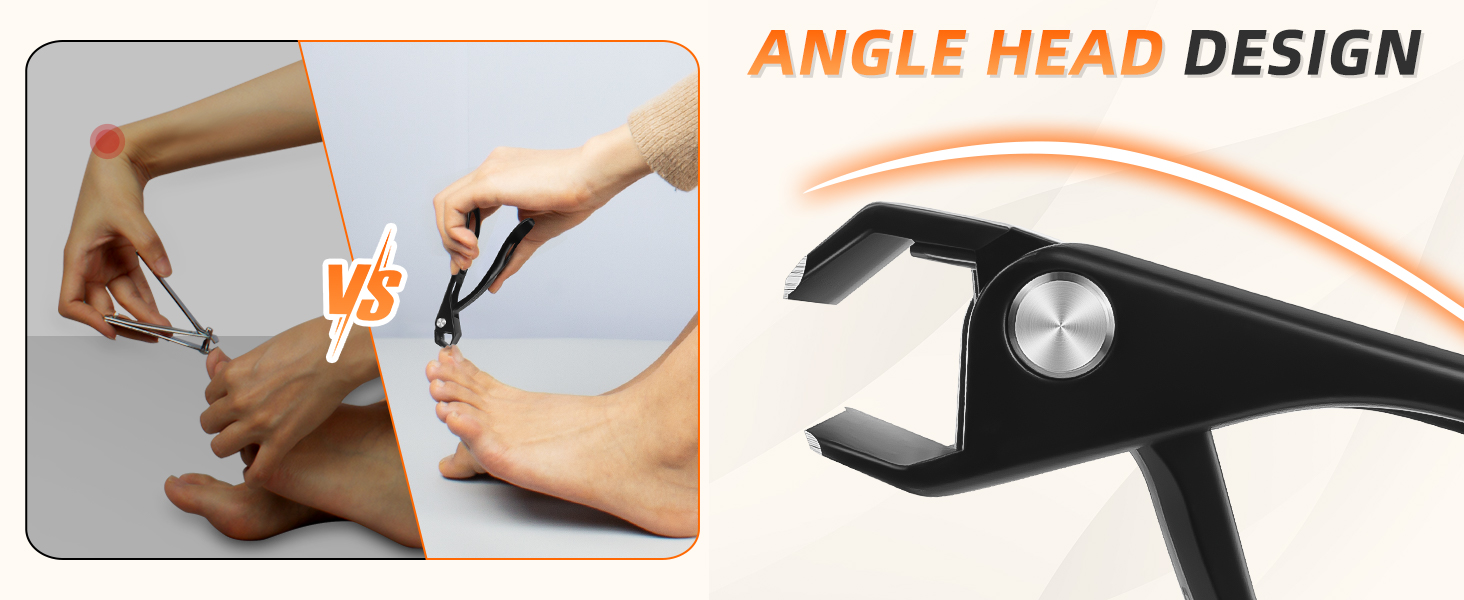 Ingrown Toenail Clippers, Edgy Nail Clipper for Thick Nails for Seniors, Slanted Nail Clippers for Men with Curved Blade, Heavy Duty Large Angled Fingernail Clipper with Wide Jaw