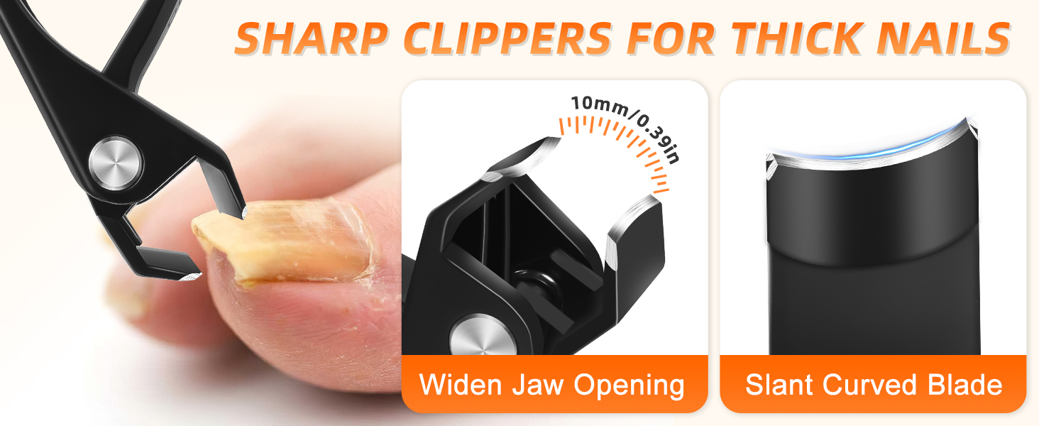 Ingrown Toenail Clippers, Edgy Nail Clipper for Thick Nails for Seniors, Slanted Nail Clippers for Men with Curved Blade, Heavy Duty Large Angled Fingernail Clipper with Wide Jaw