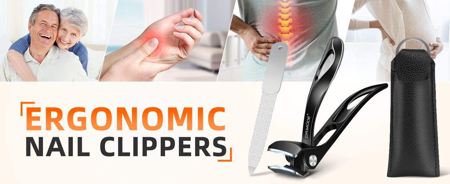 Ingrown Toenail Clippers, Edgy Nail Clipper for Thick Nails for Seniors, Slanted Nail Clippers for Men with Curved Blade, Heavy Duty Large Angled Fingernail Clipper with Wide Jaw