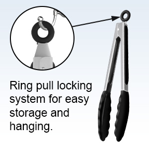 2 Pack Black Premium Stainless Steel Heat Resistant Kitchen Tongs for cooking,set of 9