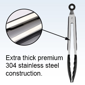 2 Pack Black Premium Stainless Steel Heat Resistant Kitchen Tongs for cooking,set of 9
