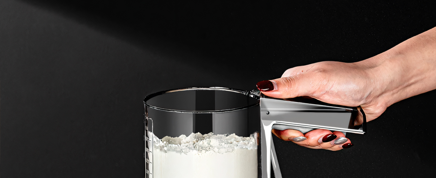 ‌3 Cup Flour Sifter, Sifter for Baking Sifter Handheld Baking Sieve Food-Grade Double-Filter Stainless Steel Flour Sifter Non-Rust Sifter used for Rapid Screening of Flour Apricot Flour Sugar Powder
