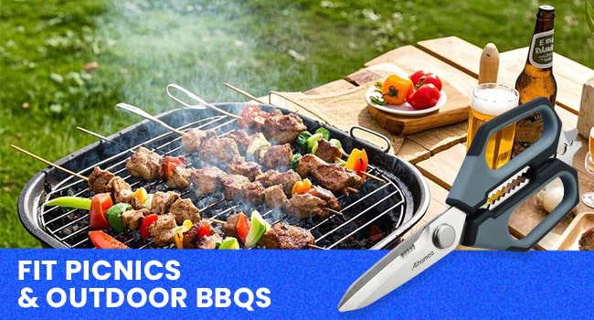 Sharp Nordic-Style Kitchen Shears Soft Comfort Handle, All Purpose Scissors with Herb Stripper, Detachable Cooking Scissors, Micro-Serrated Blade for Food Chicken Meat Herb Packaging