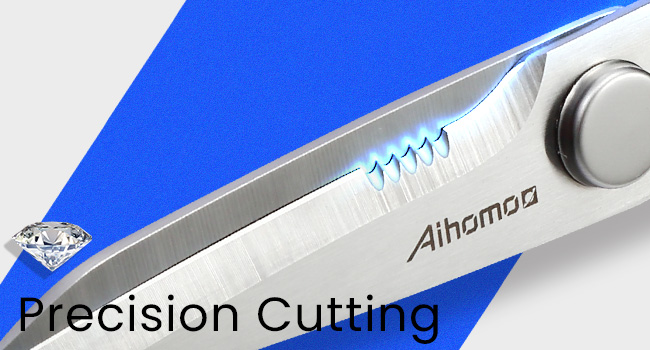 Sharp Nordic-Style Kitchen Shears Soft Comfort Handle, All Purpose Scissors with Herb Stripper, Detachable Cooking Scissors, Micro-Serrated Blade for Food Chicken Meat Herb Packaging