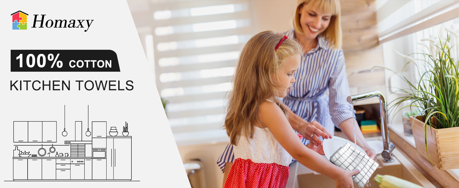 Homaxy Premium Cotton Kitchen Towels 16