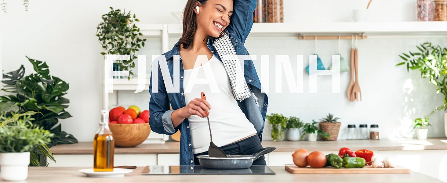 FJNATINH Silicone Wok Spatula,Turner,Ladle,Skimmer Set,Wok Tools, Wok Utensil,Non Stick Heat-Resistant Stainless Steel Cooking Utensils BPA Free Kitchen Utensils Cookware, Pack of 4,Black