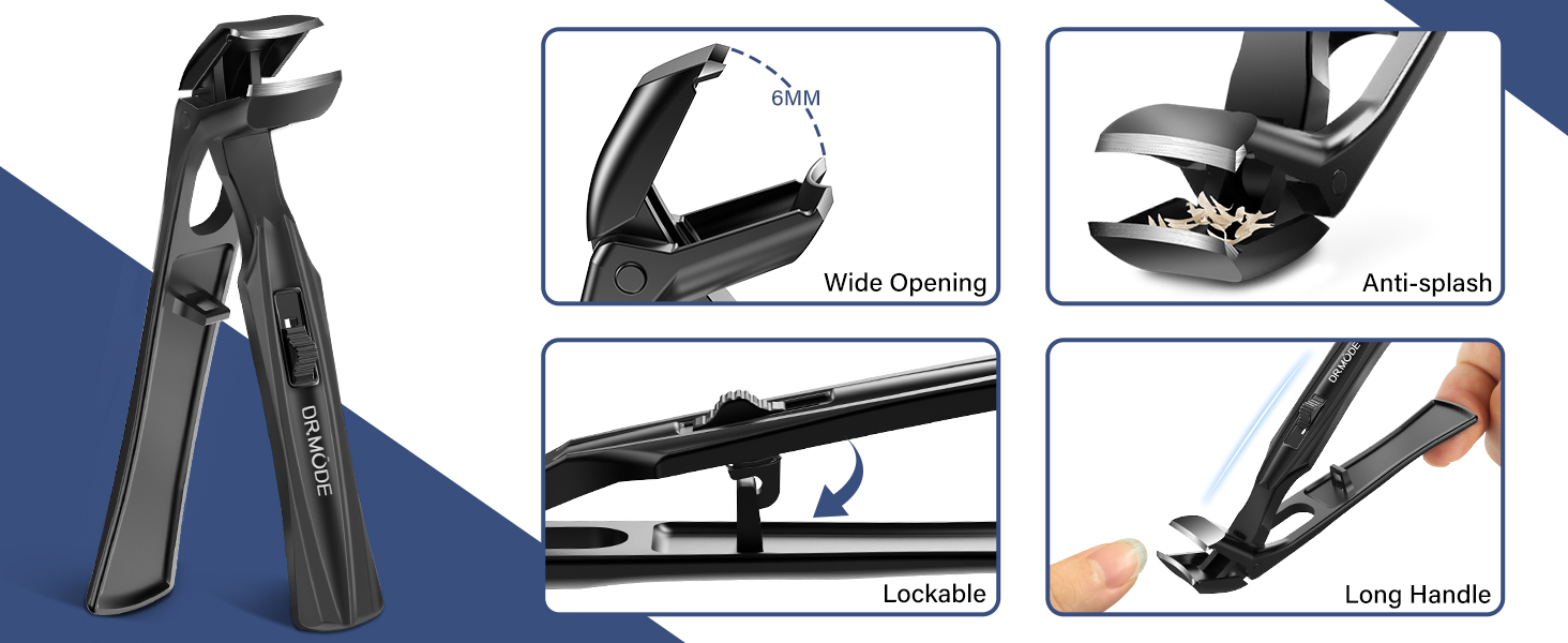 2026 Toenail Clippers for Thick Toenails for Seniors, Angled Head Large Toe Nail Clippers Set for Men, Heavy Duty Ingrown Toenail Clippers with Long Handle, Ultra Sharp Slanted Nail Cutter Wide Jaw