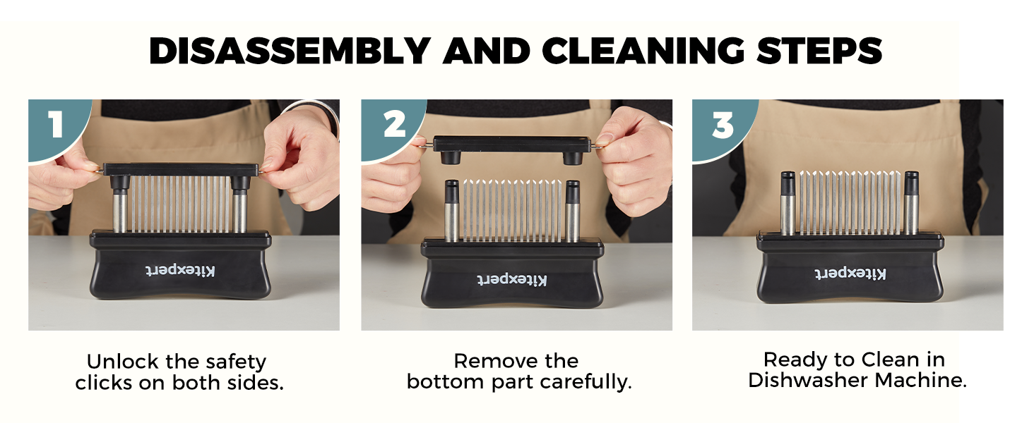 Kitexpert Meat Tenderizer 48 Ultra Sharp Blades Meat Tenderizer Tool with Stainless Steel Needle, Detachable Base for Easy Cleaning, Heavy Duty Tenderizer for Chicken, Steak