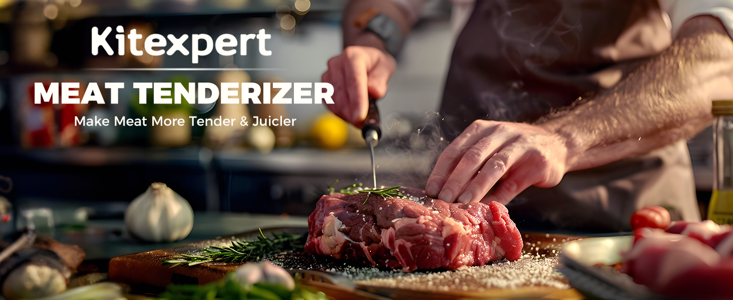 Kitexpert Meat Tenderizer 48 Ultra Sharp Blades Meat Tenderizer Tool with Stainless Steel Needle, Detachable Base for Easy Cleaning, Heavy Duty Tenderizer for Chicken, Steak