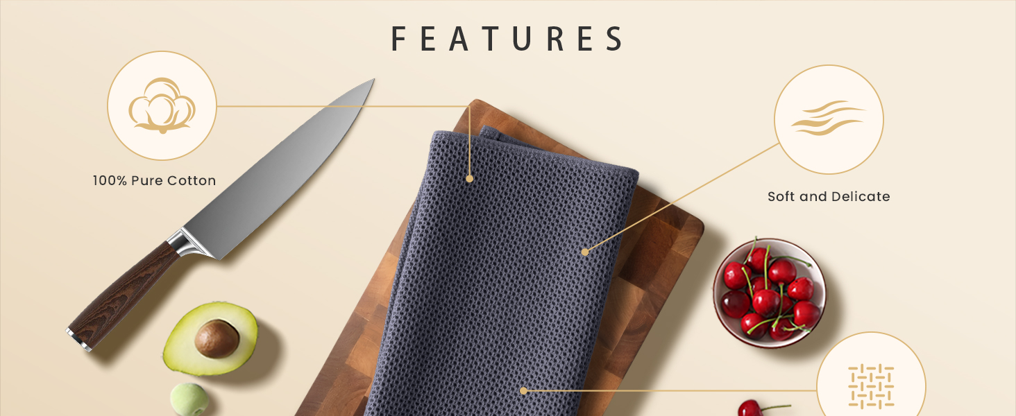 Homaxy 100% Cotton Waffle Weave Kitchen Dish Cloths, Ultra Soft Absorbent Quick Drying Dish Towels, 12 x 12 Inches, 6-Pack, Lavender