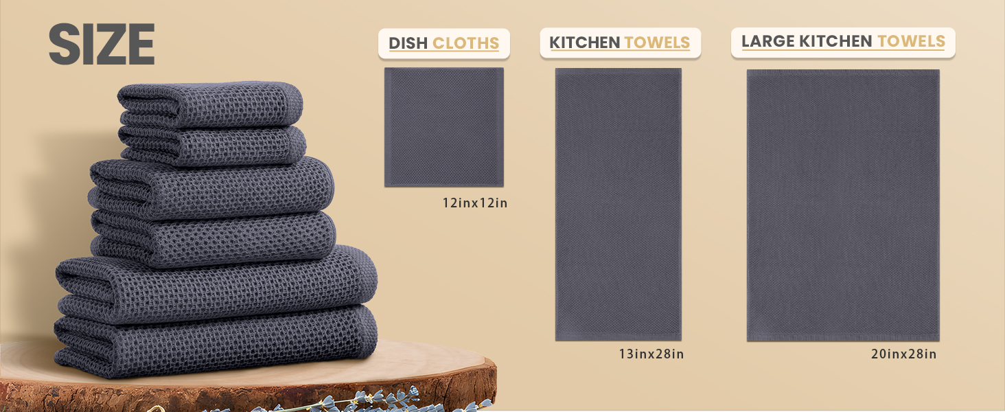 Homaxy 100% Cotton Waffle Weave Kitchen Dish Cloths, Ultra Soft Absorbent Quick Drying Dish Towels, 12 x 12 Inches, 6-Pack, Lavender