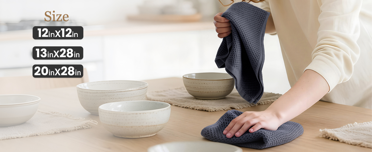 Homaxy 100% Cotton Waffle Weave Kitchen Dish Cloths, Ultra Soft Absorbent Quick Drying Dish Towels, 12 x 12 Inches, 6-Pack, Lavender