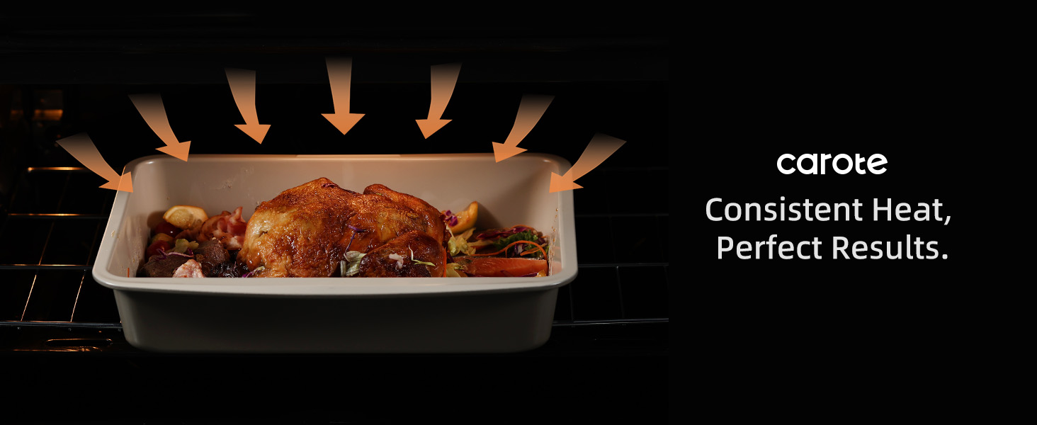 CAROTE 7-Piece Nonstick Stackable Baking Pans Set - Bakeware Sets Including Cookie Sheets for Baking, Muffin Pan, Bread Pan, Cake pan, Loaf Pan, Roasting Pan, Gray & Khaki