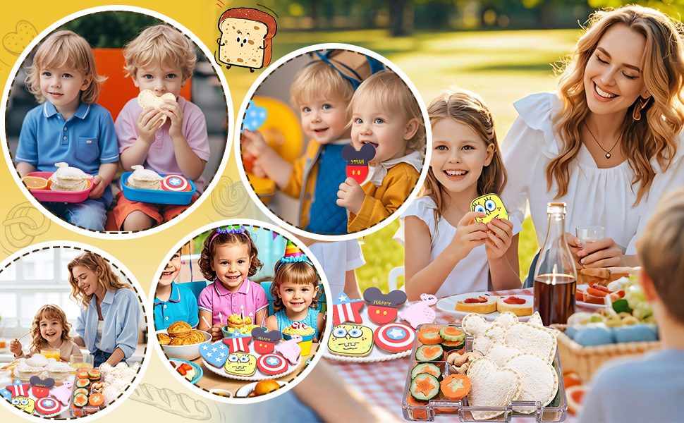 12 Pcs Sandwich Cutter and Sealer Set, Bread Decruster Pancake Maker DIY Cookie Cutters Vegetable Cutter Shapes for Kids, Ideal for School Lunch Boxes and Bento Boxes Boys Girls