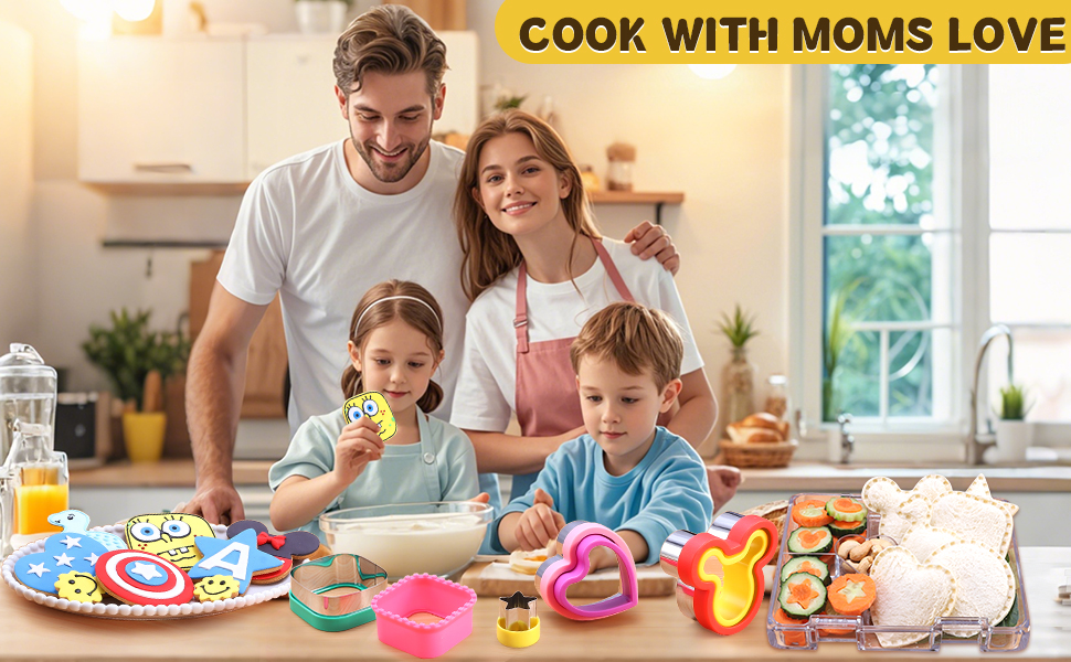 12 Pcs Sandwich Cutter and Sealer Set, Bread Decruster Pancake Maker DIY Cookie Cutters Vegetable Cutter Shapes for Kids, Ideal for School Lunch Boxes and Bento Boxes Boys Girls