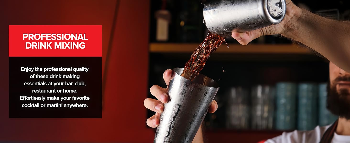 Boston Cocktail Shaker, Drink Mixing Set (18oz & 28oz) Weighted Stainless Steel Shaker Tins, Cocktail & Martini Mixed Drink Shakers, Essential & Professional Bar Tools For Bartending