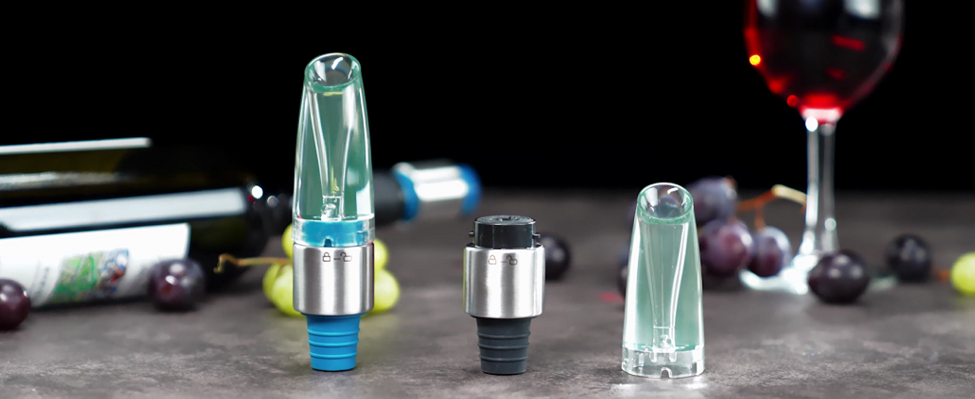 KITCHENDAO 2-in-1 Wine Aerator Pourer and Stopper, Premium Wine Air Aerator Pourer Decanter Spout Dispenser No Drip or Spill-Improve Taste and Bouquet Instantly- BPA Free-Dishwasher Safe - Black