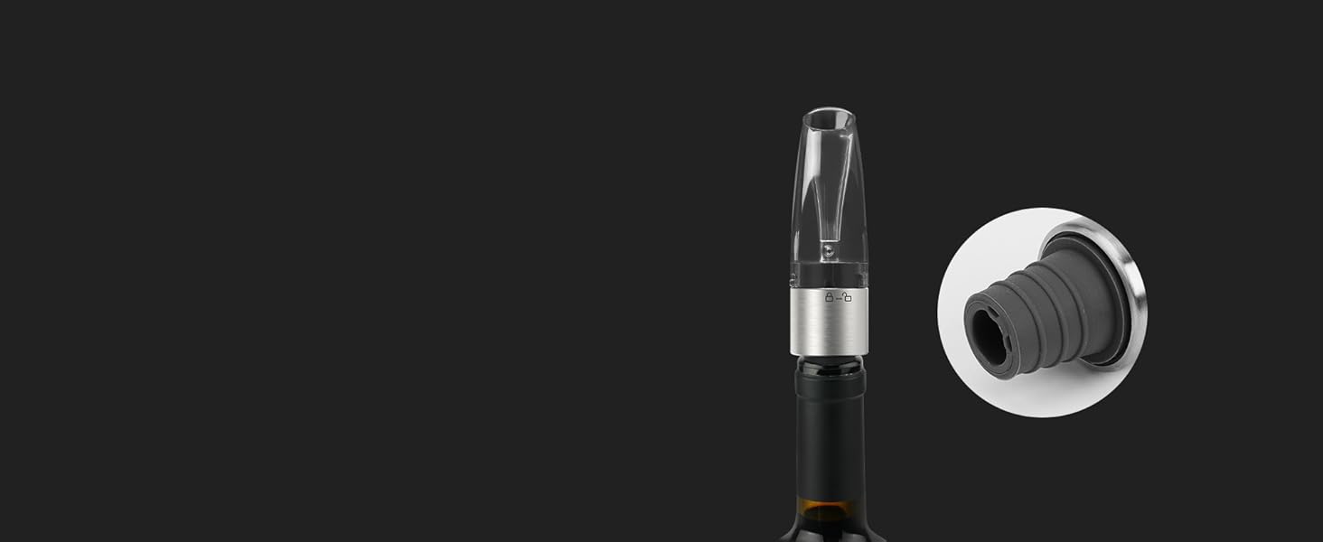 KITCHENDAO 2-in-1 Wine Aerator Pourer and Stopper, Premium Wine Air Aerator Pourer Decanter Spout Dispenser No Drip or Spill-Improve Taste and Bouquet Instantly- BPA Free-Dishwasher Safe - Black