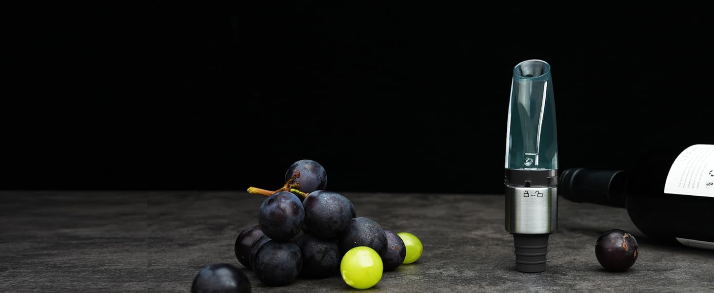 KITCHENDAO 2-in-1 Wine Aerator Pourer and Stopper, Premium Wine Air Aerator Pourer Decanter Spout Dispenser No Drip or Spill-Improve Taste and Bouquet Instantly- BPA Free-Dishwasher Safe - Black