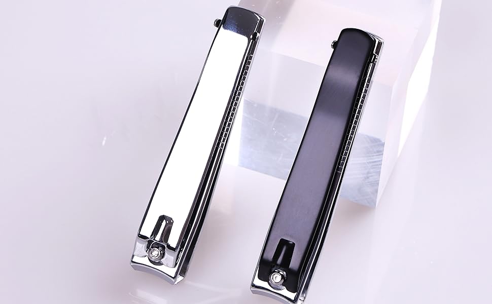 Large Nail Clippers 2-Pack, Sharp Stainless Steel Fingernail & Toenail Trimmers with Nail File, Manicure Kit Fingernail Tools for Men & Women, Black and Silver Color