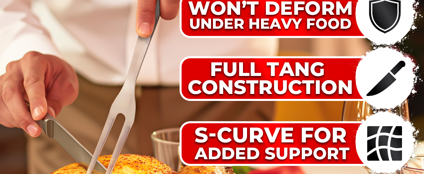 Two Pronged Carving Fork for Meat - Stainless Steel 11