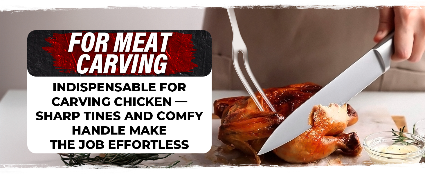 Two Pronged Carving Fork for Meat - Stainless Steel 11