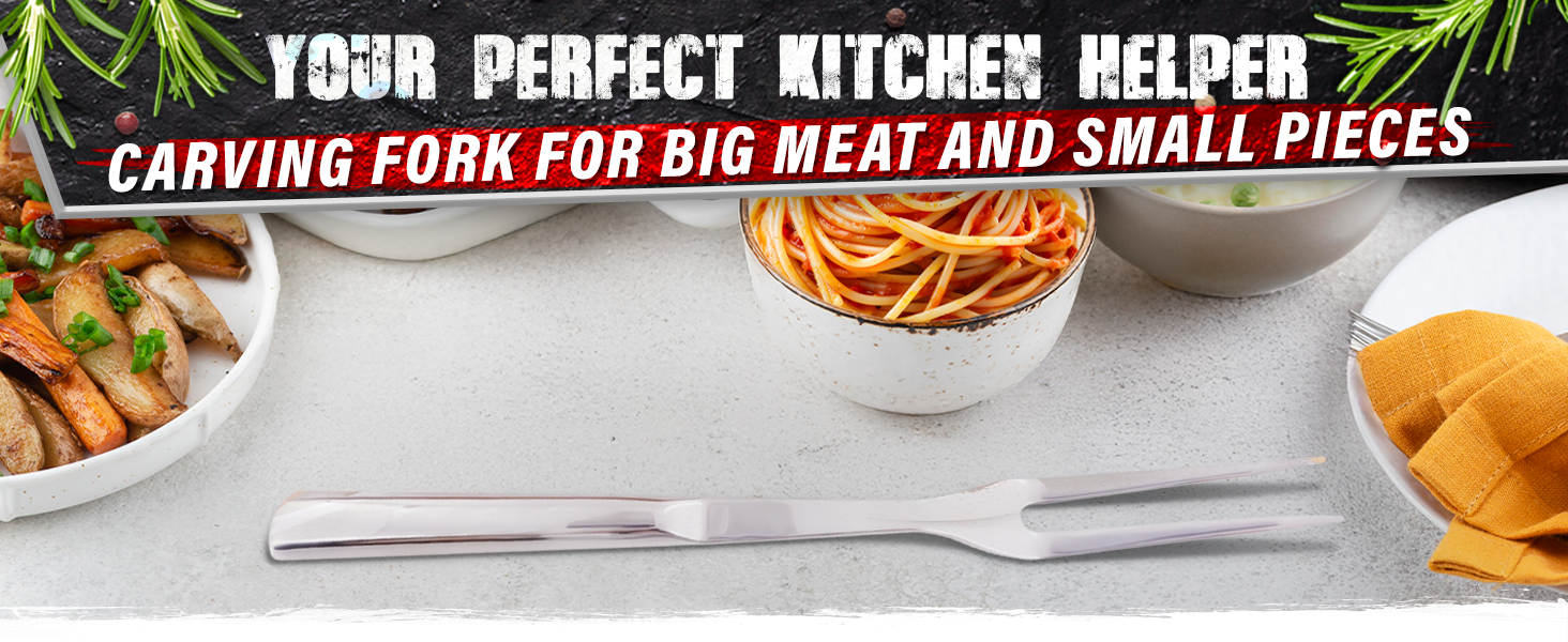 Two Pronged Carving Fork for Meat - Stainless Steel 11