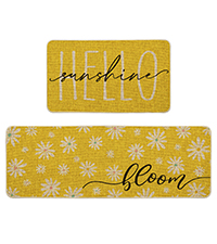 Artoid Mode Wood Flowers Butterfly Spring Kitchen Mats Set of 3, Seasonal Home Decor Leaves Low-Profile Kitchen Rugs for Floor - 17