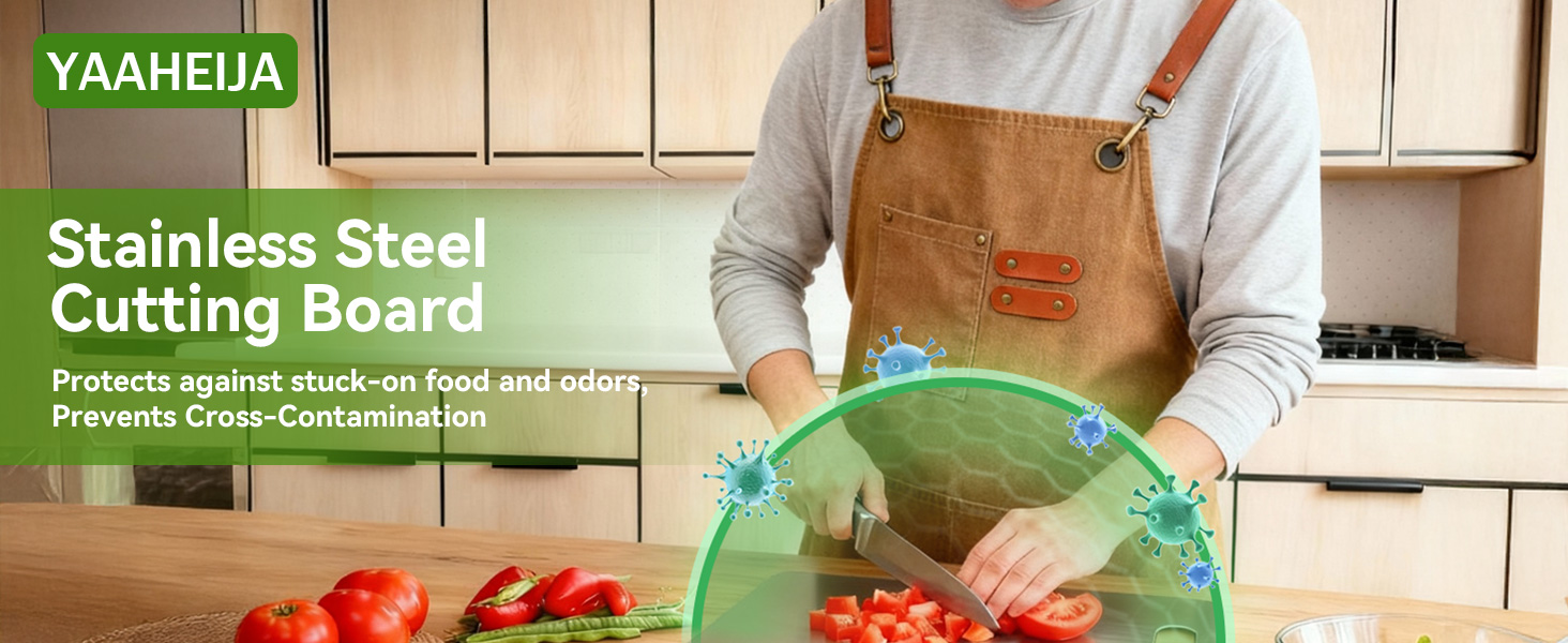 3 PCS Stainless Steel Cutting Boards for Kitchen, 304 Metal Non Stick Small Chopping Board Set, Dishwasher Safe & Warp Proof (13.4 x 9, 11.8 x 7.9, 9.4 x 5.9 in)