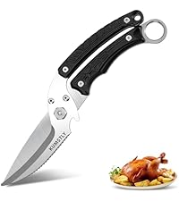 Kitchen Scissors All Purpose Kitchen Shears Heavy Duty for Cutting Chicken, Turkey, Meat, Bones, Vegetables Stainless Steel Spatchcock Shears Multipurpose Food Scissors (Black)